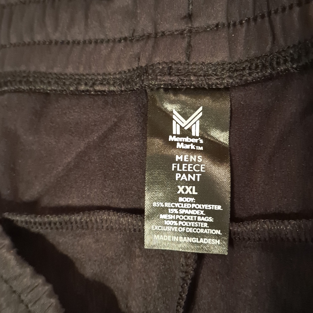 Men's Members Mark Black Drawstring Jogger Sweatpants  Side Zip Pocket Size XXL - Picture 3 of 7